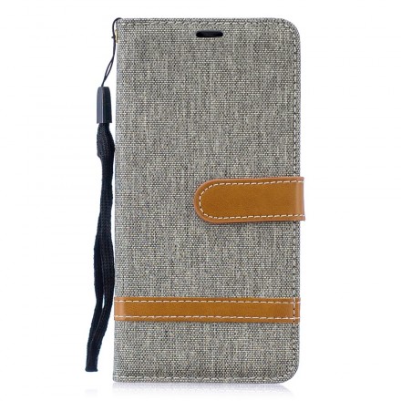 Housse Huawei P30 Tissu et Effet Cuir à Lanière Housse Huawei P30 Tissu et Effet Cuir à Lanière