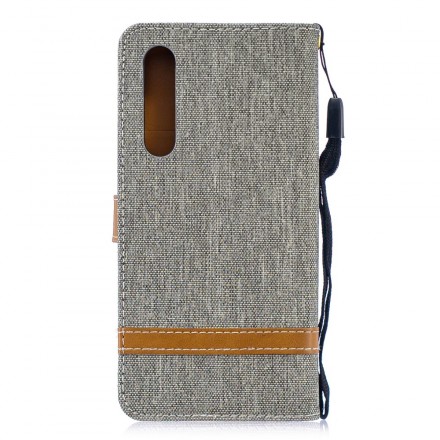 Housse Huawei P30 Tissu et Effet Cuir à Lanière Housse Huawei P30 Tissu et Effet Cuir à Lanière