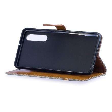 Housse Huawei P30 Tissu et Effet Cuir à Lanière Housse Huawei P30 Tissu et Effet Cuir à Lanière