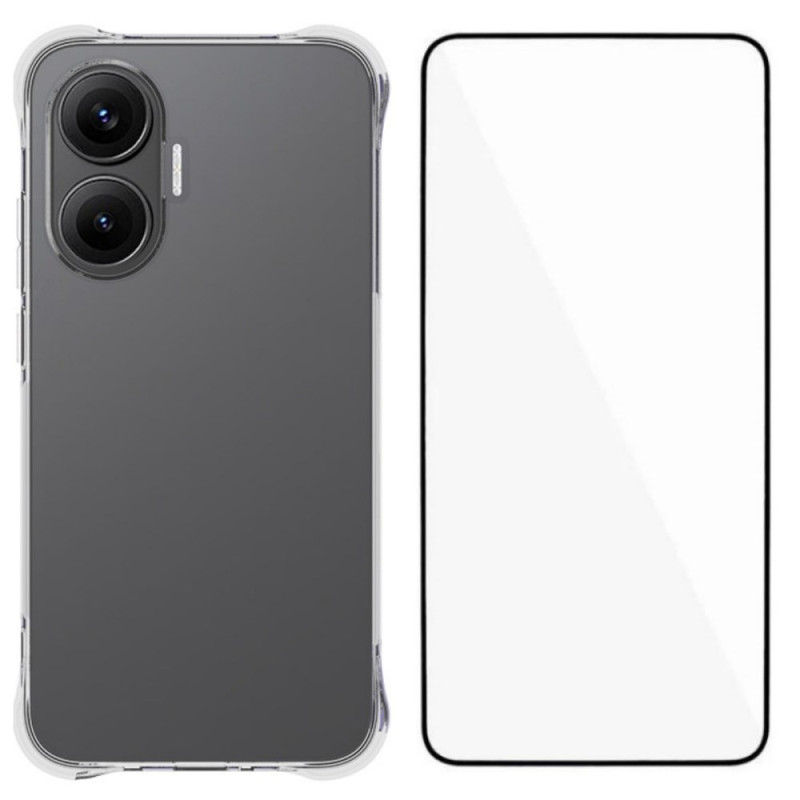 Coque Poco F7 5G Transparente Renforcée avec Protecteur Écran en Verre Trempé
