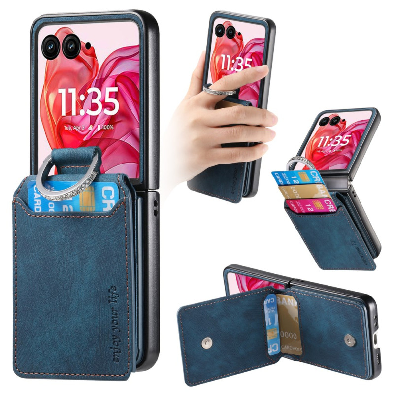 Coque Motorola Razr 60 Ultra Effet Daim Porte-Cartes et Support