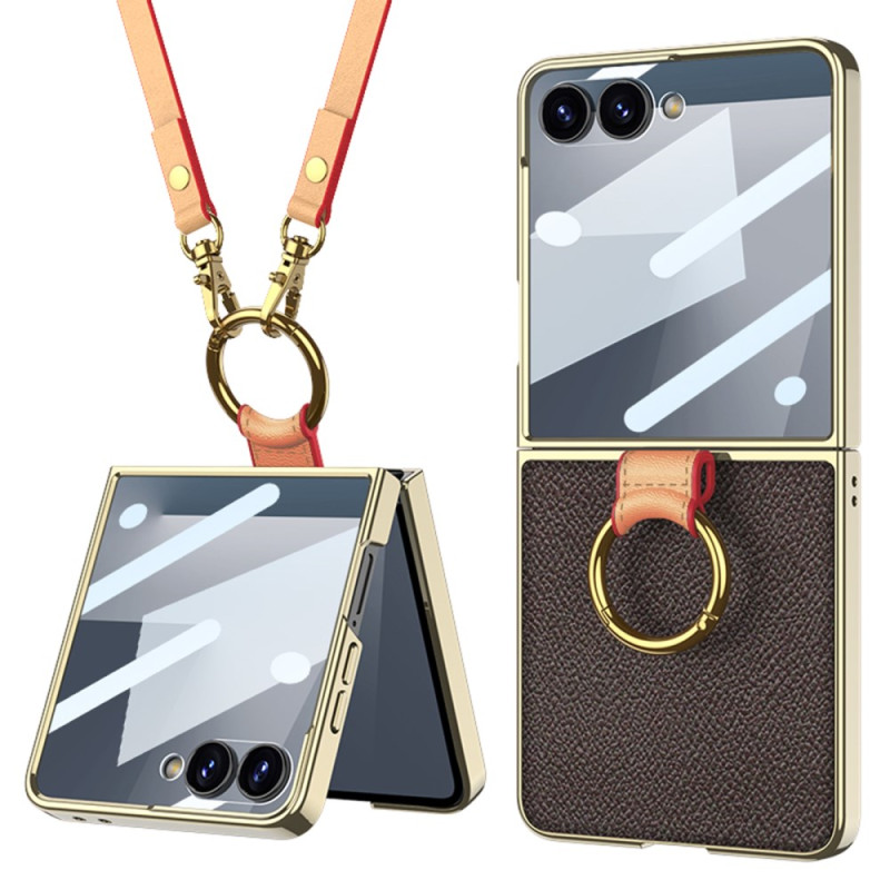 Coque Samsung Galaxy Z Flip 7 Anneau-Support et Bandoulière Détachable