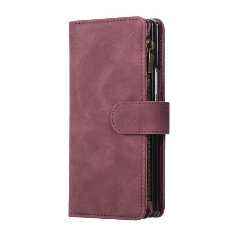 Housse Samsung Galaxy Z Fold 7 Portefeuille Effet Daim avec Bandoulière