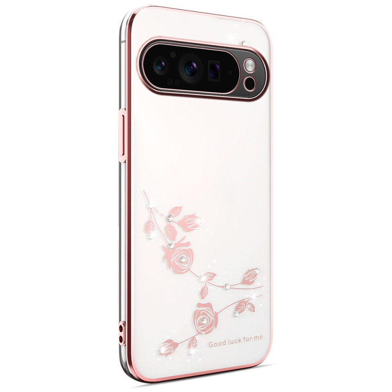 Coque Google Pixel 10 Pro XL Décoration Florale et Strass