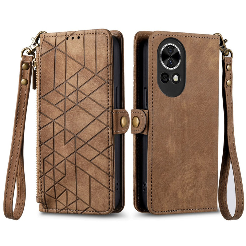Housse Huawei nova 13 Portefeuille Zippé Motif Géométrique