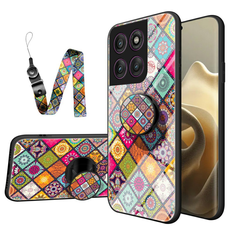Coque Motorola Edge 60 Pro Verre Trempé Anneau-Support Patchwork