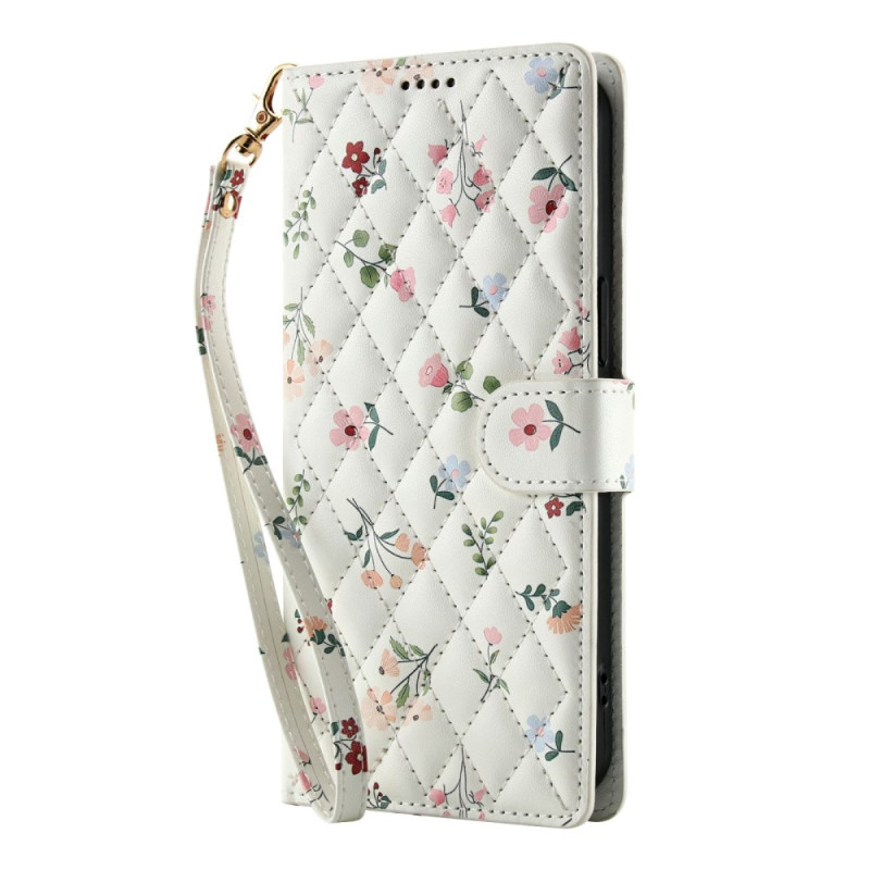 Housse Samsung Galaxy S25 FE Fleurettes à Lanière