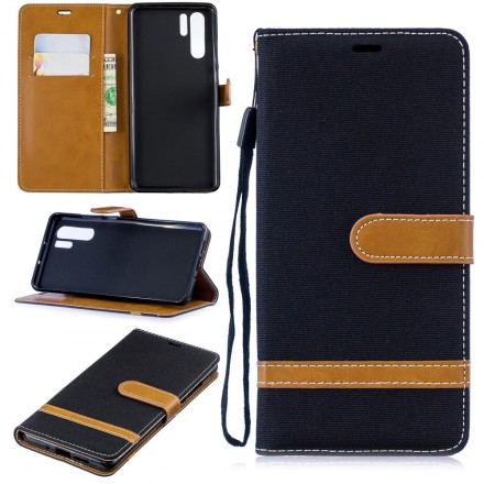 Housse Huawei P30 Pro Tissu et Effet Cuir à Lanière Housse Huawei P30 Pro Tissu et Effet Cuir à Lanière