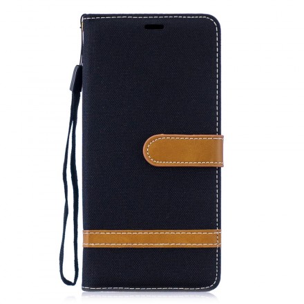 Housse Huawei P30 Pro Tissu et Effet Cuir à Lanière Housse Huawei P30 Pro Tissu et Effet Cuir à Lanière