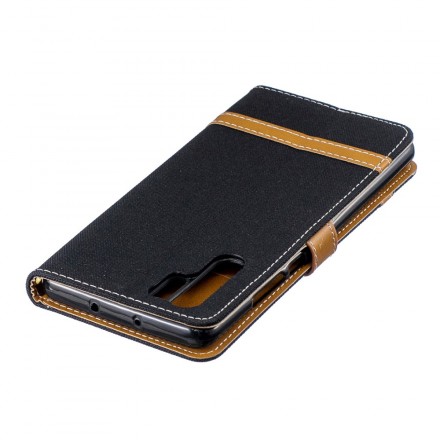Housse Huawei P30 Pro Tissu et Effet Cuir à Lanière Housse Huawei P30 Pro Tissu et Effet Cuir à Lanière