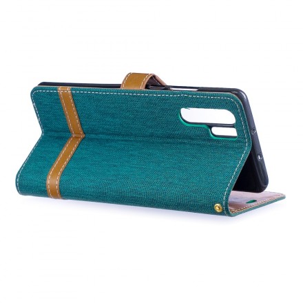 Housse Huawei P30 Pro Tissu et Effet Cuir à Lanière