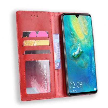 Flip Cover Huawei P30 Pro Effet Cuir Vintage Stylisé