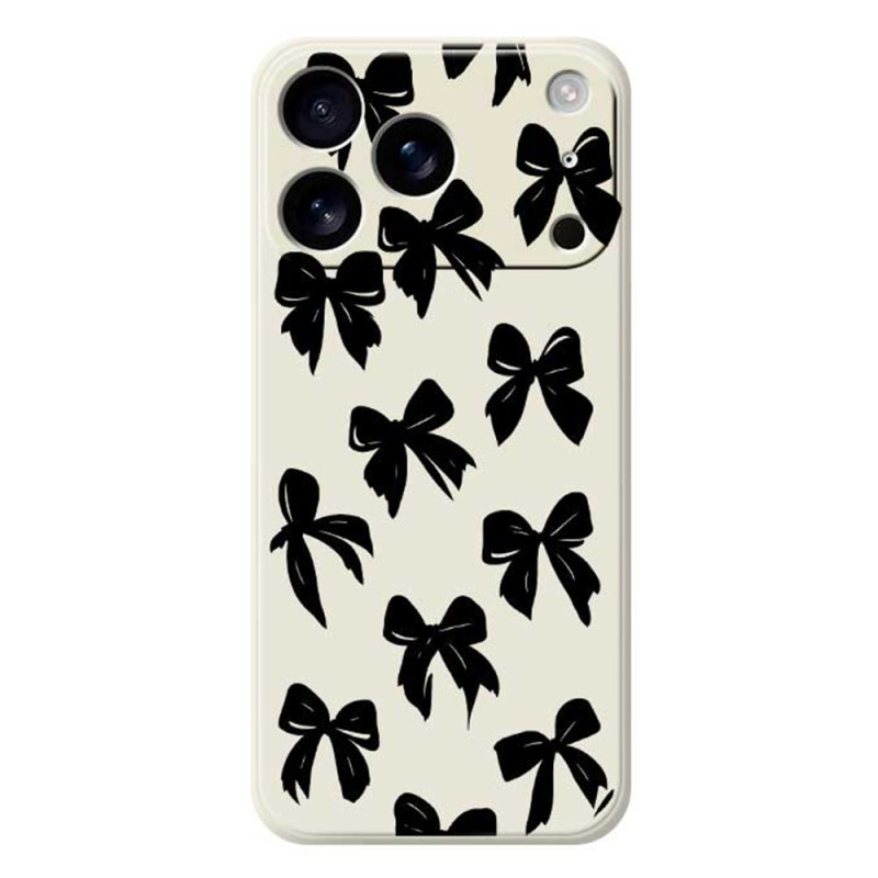 Coque iPhone 17 Pro Silicone Liquide Nœud Noirs
