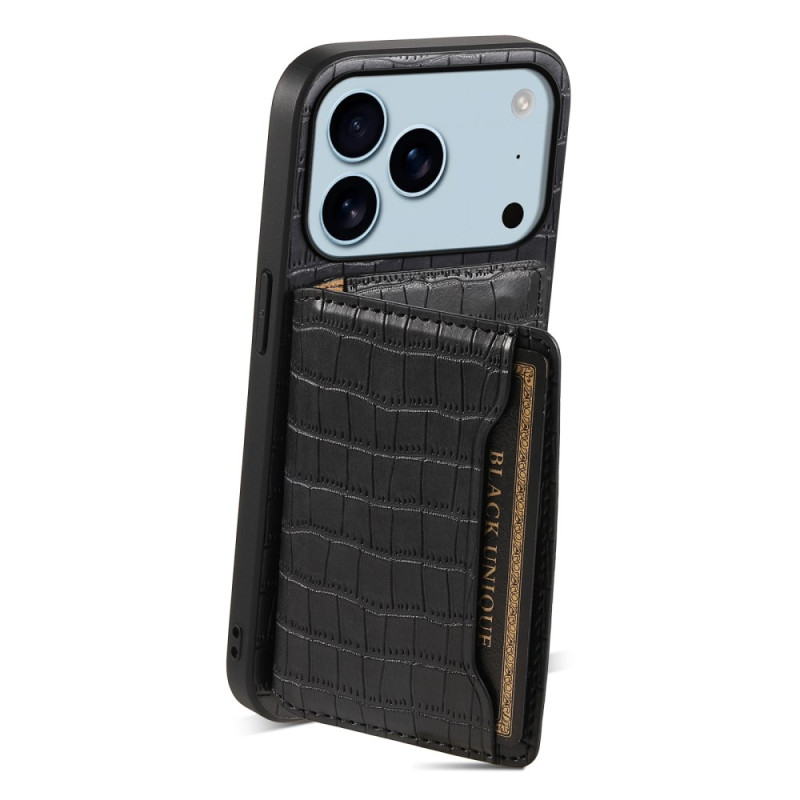 Coque iPhone 17 Pro Porte-Cartes Effet Crocodile