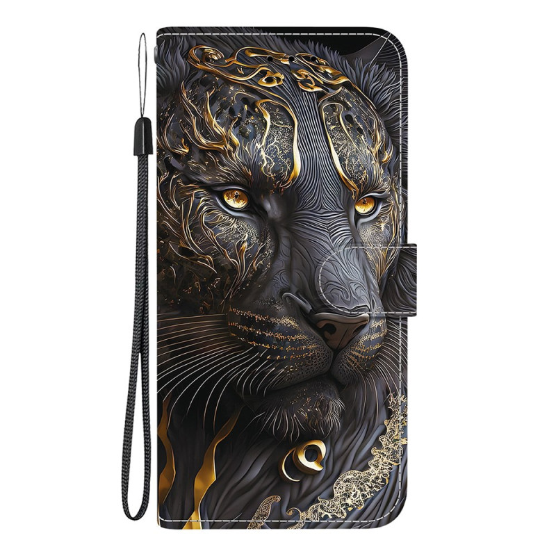 Housse Samsung Galaxy A07 Lion Noir et Or