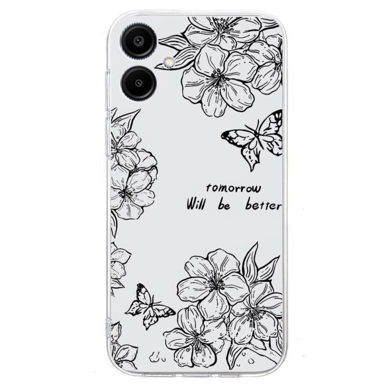 Coqu Samsung Galaxy A07 Motif Floral Blanc et Noir