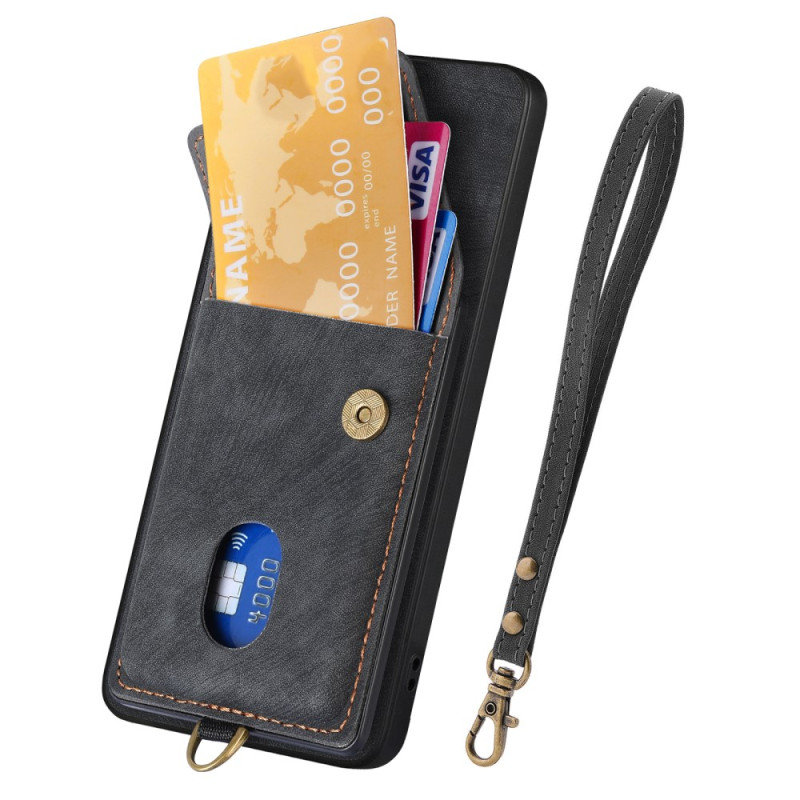 Coque Samsung Galaxy A18 4G / A17 4G / 5G Effet Daim avec Porte-Cartes et Lanière