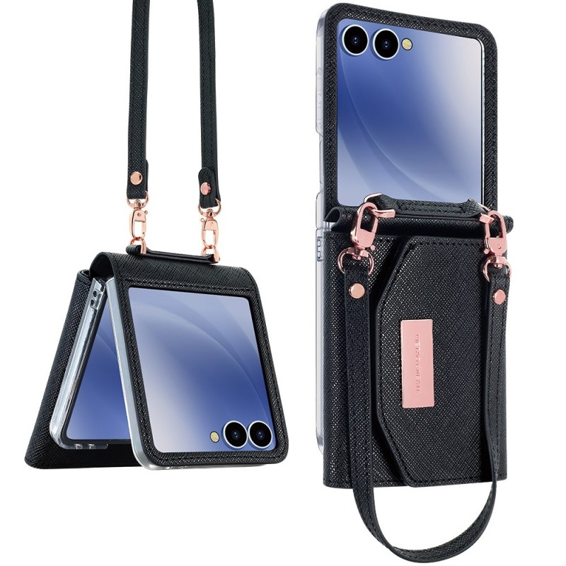 Coque Samsung Galaxy Z Flip 7 Portefeuille et Sangle