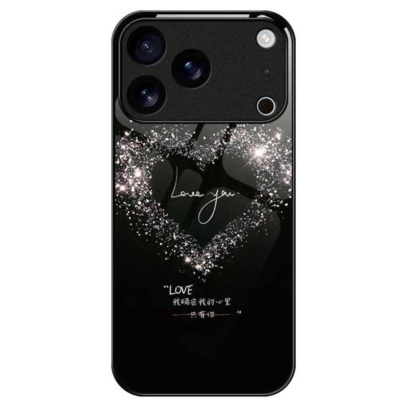 Coque iPhone 17 Pro Max Verre Trempé Coeur Noir