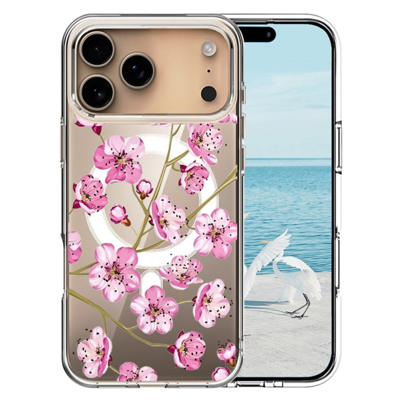 Coque iPhone 17 Pro Max Compatible MagSafe Fleurs Roses