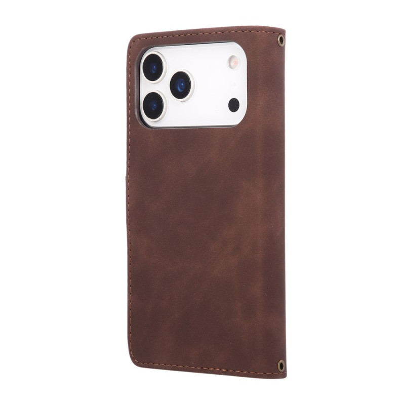 Housse Portefeuille Pour IPhone 17 Pro Max - Cuir PU, Rabat, 3 Emplacements Cartes + Poche Billets - Orange