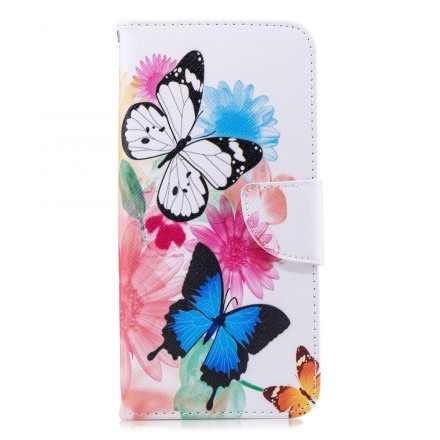 Housse Samsung Galaxy J4 Plus Papillons et Fleurs Peints Housse Samsung Galaxy J4 Plus Papillons et Fleurs Peints