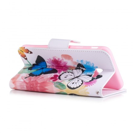 Housse Samsung Galaxy J4 Plus Papillons et Fleurs Peints Housse Samsung Galaxy J4 Plus Papillons et Fleurs Peints