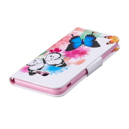 Housse Samsung Galaxy J4 Plus Papillons et Fleurs Peints Housse Samsung Galaxy J4 Plus Papillons et Fleurs Peints