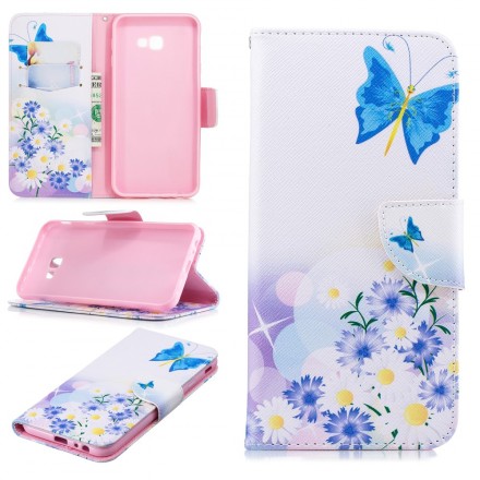 Housse Samsung Galaxy J4 Plus Papillons et Fleurs Peints