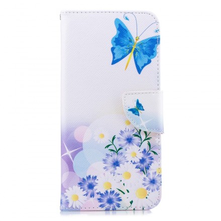 Housse Samsung Galaxy J4 Plus Papillons et Fleurs Peints