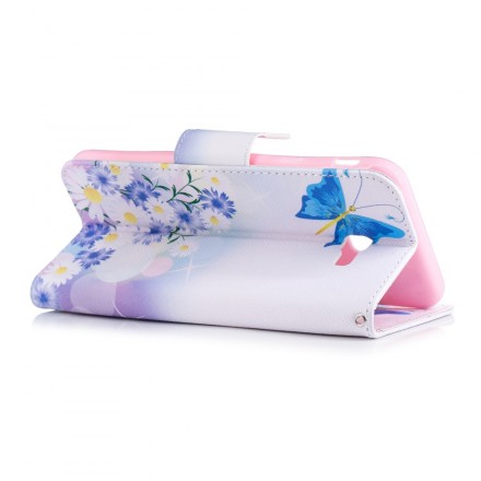 Housse Samsung Galaxy J4 Plus Papillons et Fleurs Peints