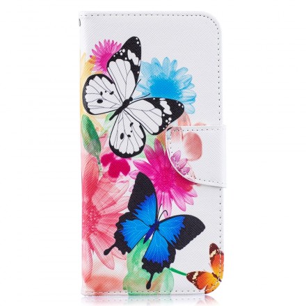 Housse Samsung Galaxy A50 Papillons et Fleurs Peints Housse Samsung Galaxy A50 Papillons et Fleurs Peints