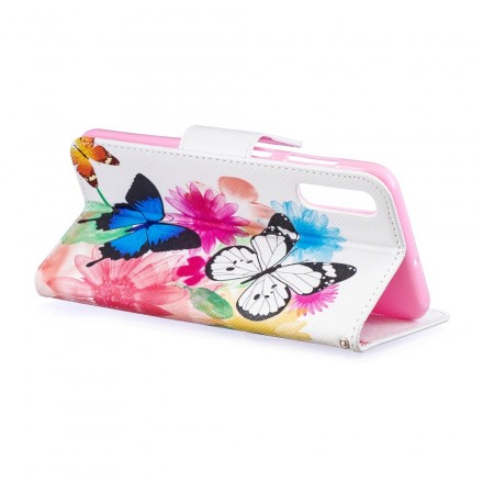 Housse Samsung Galaxy A50 Papillons et Fleurs Peints Housse Samsung Galaxy A50 Papillons et Fleurs Peints