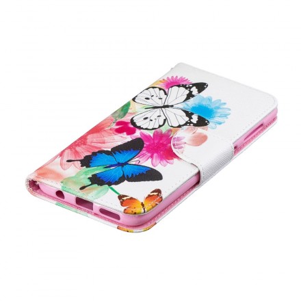 Housse Samsung Galaxy A50 Papillons et Fleurs Peints Housse Samsung Galaxy A50 Papillons et Fleurs Peints