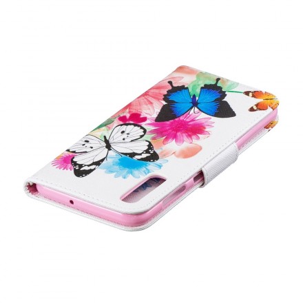 Housse Samsung Galaxy A50 Papillons et Fleurs Peints Housse Samsung Galaxy A50 Papillons et Fleurs Peints