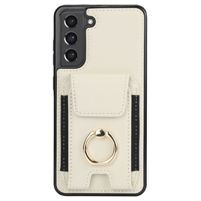 Coque Samsung Galaxy S22 5G Porte-Cartes à Soufflé et Anneau