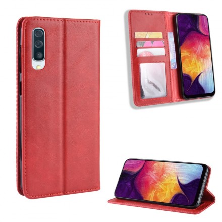 Flip Cover Samsung Galaxy A50 Effet Cuir Vintage Stylisé Flip Cover Samsung Galaxy A50 Effet Cuir Vintage Stylisé