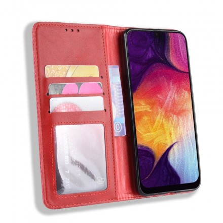 Flip Cover Samsung Galaxy A50 Effet Cuir Vintage Stylisé