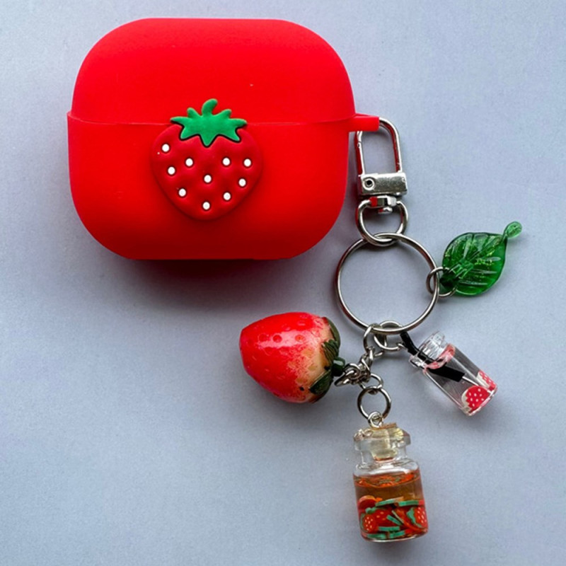 Coque Samsung Galaxy Buds3 Pro / Buds3 Fraise avec Pendentif