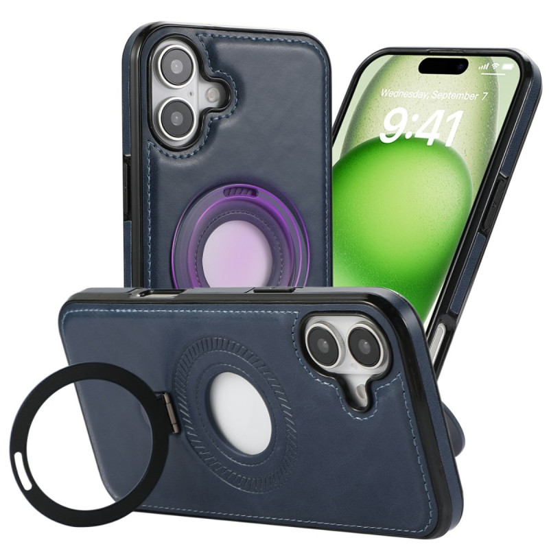 Coque iPhone 16 Support Magnétique Effet Cuir