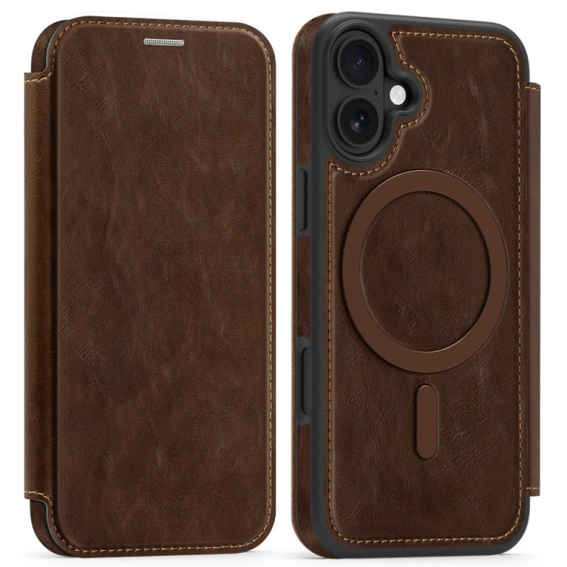 Flip Cover iPhone 16 MagSafe Effet Cuir