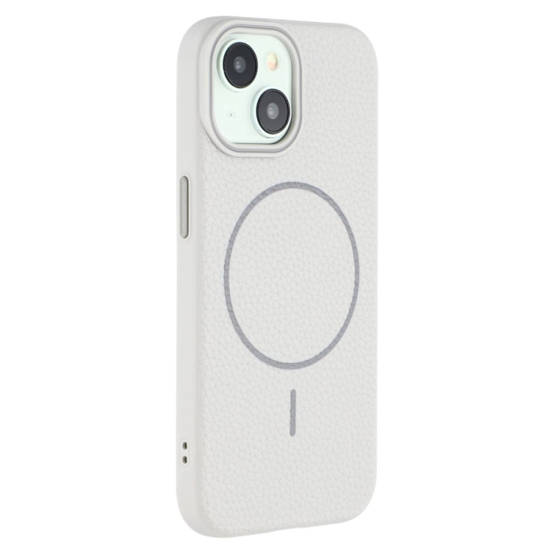 Coque iPhone 15 MagSafe Effet Cuir Litchi