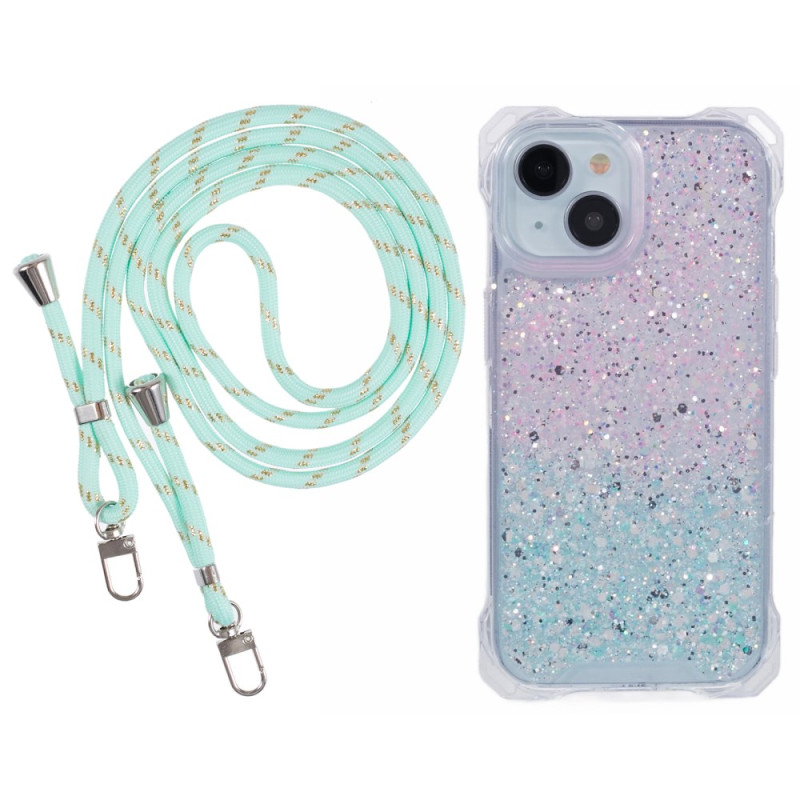 Coque à Cordon iPhone 15 Paillettes