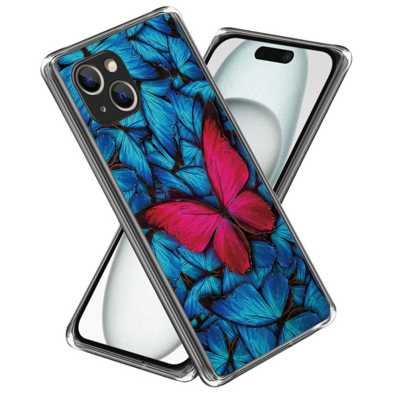 Coque iPhone 15 Papillon Rouge