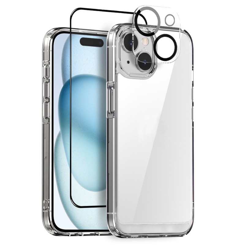 Kit de Protection 3-en-1 iPhone 15 (coques, protecteur écran et protecteur objectif)