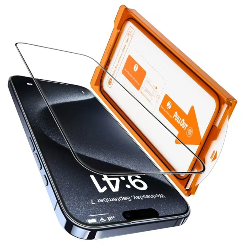 Protection en Verre Trempé pour Écran iPhone 15 Outil d'Installation