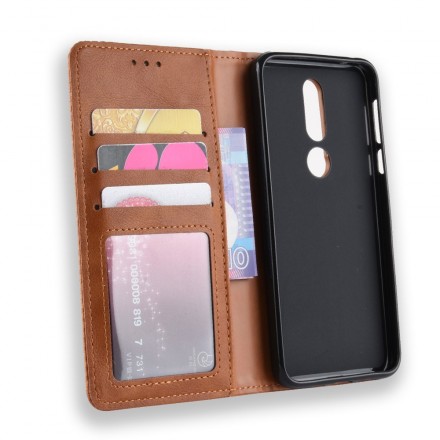 Flip Cover Nokia 7.1 Effet Cuir Vintage Stylisé