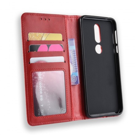 Flip Cover Nokia 7.1 Effet Cuir Vintage Stylisé