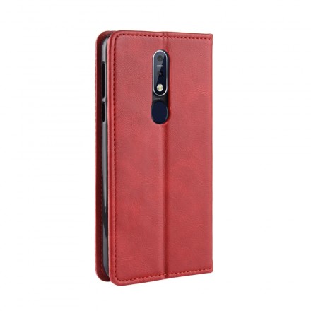 Flip Cover Nokia 7.1 Effet Cuir Vintage Stylisé