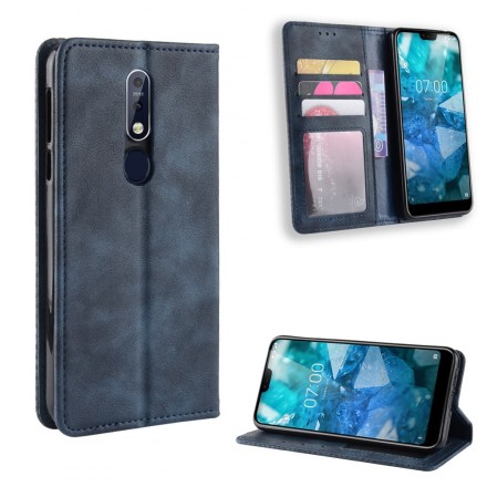 Flip Cover Nokia 7.1 Effet Cuir Vintage Stylisé Flip Cover Nokia 7.1 Effet Cuir Vintage Stylisé